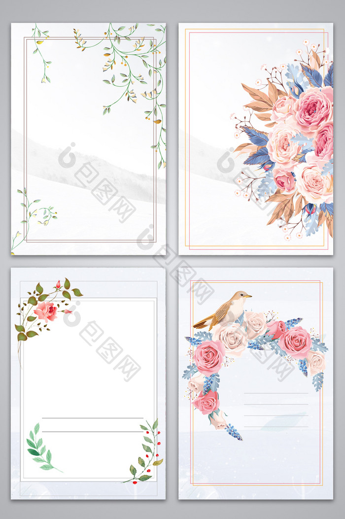 手绘小清新花朵边框美妆广告图 背景下载 包图网