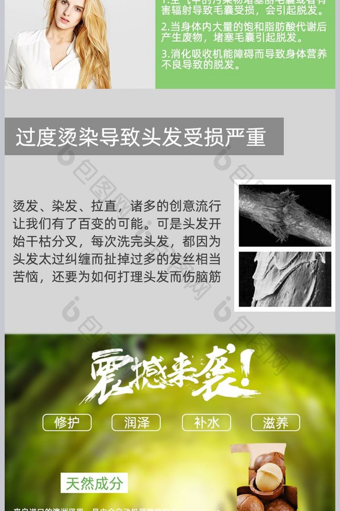 洗护类产品简约简单风格护发素详情页