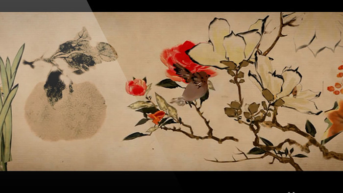 高清中国风水墨植物景观LED背景视频