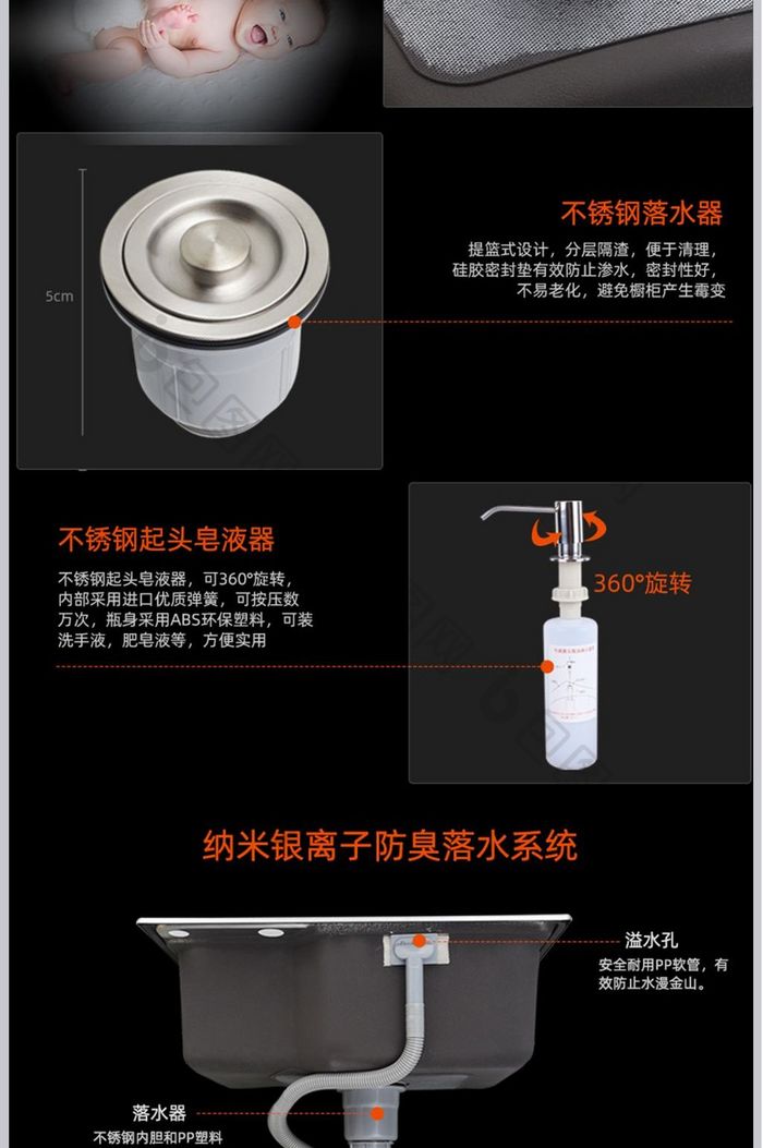 厨房用品水槽详情页