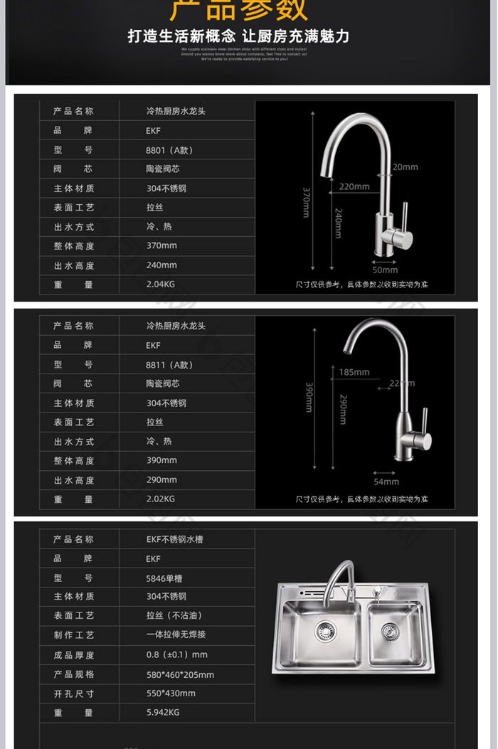 厨房用品水槽详情页模板