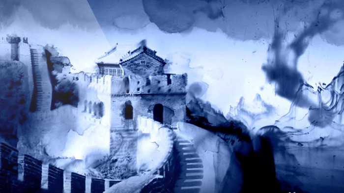 中国风水墨晕染长城中国元素视频模板