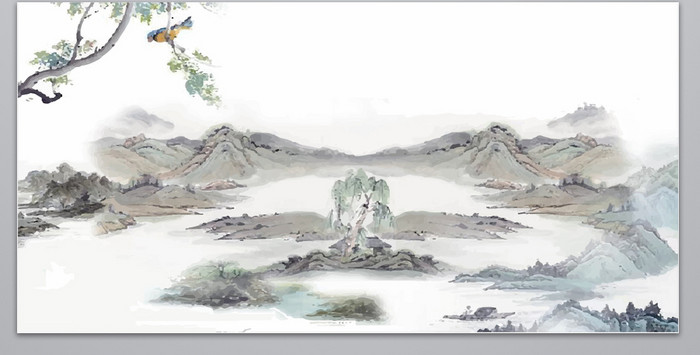 中国风山水风景设计背景图