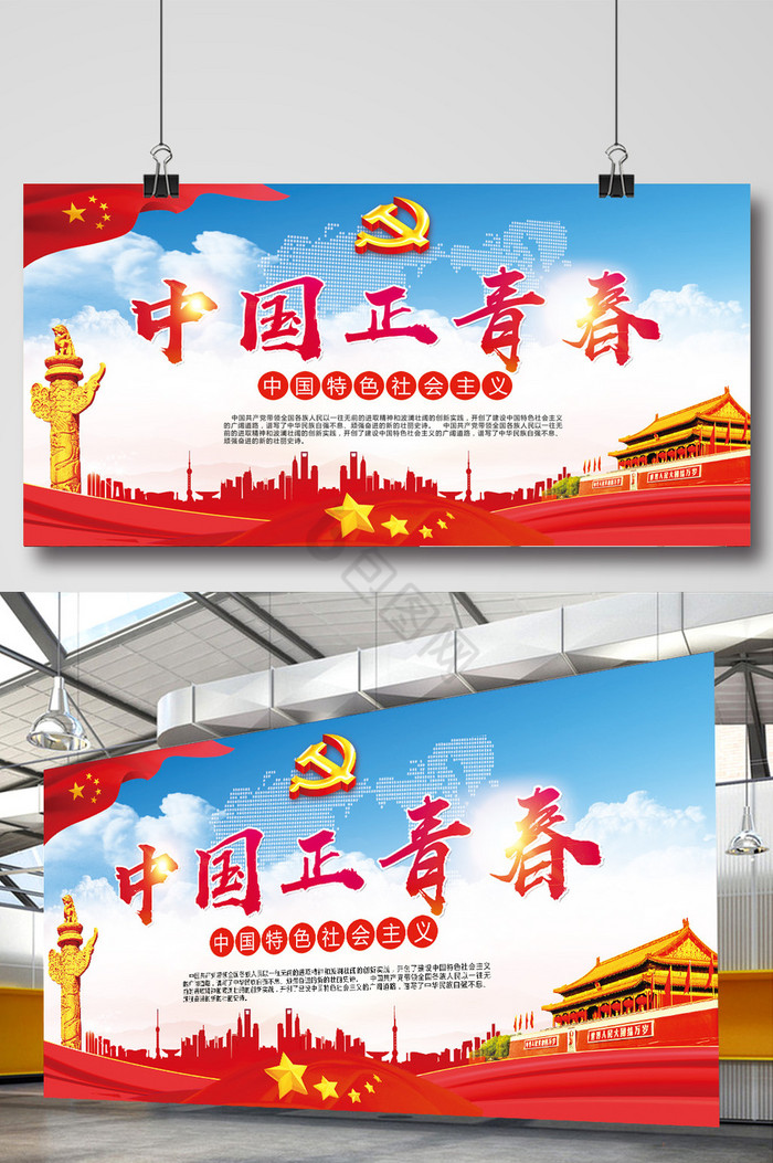 中国正青春党建展板图片