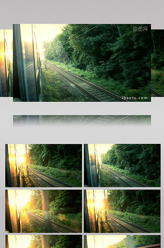 灿烂阳光照射列车轨道行驶户外景色对头列车图片