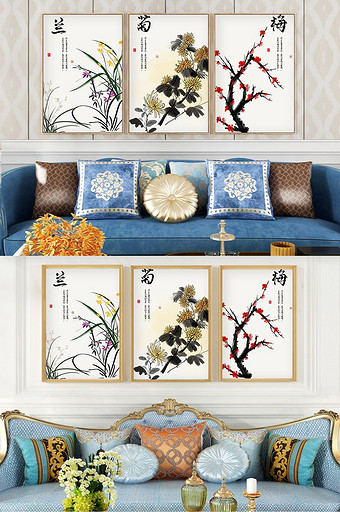 中国风梅兰竹菊装饰画图片