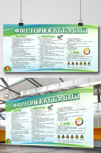 中国公民健康素养66条展板模板图片