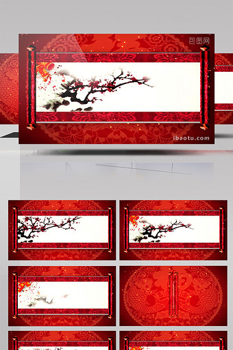 新年中国春节恭贺新禧画卷打开动画视频图片