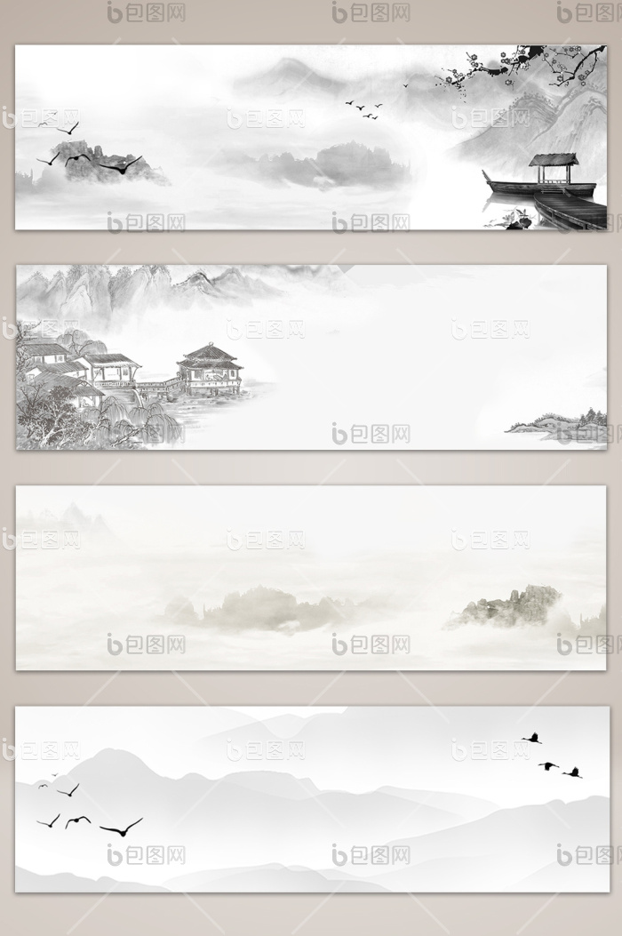 中国风水墨山水图-PSD格式-包图网