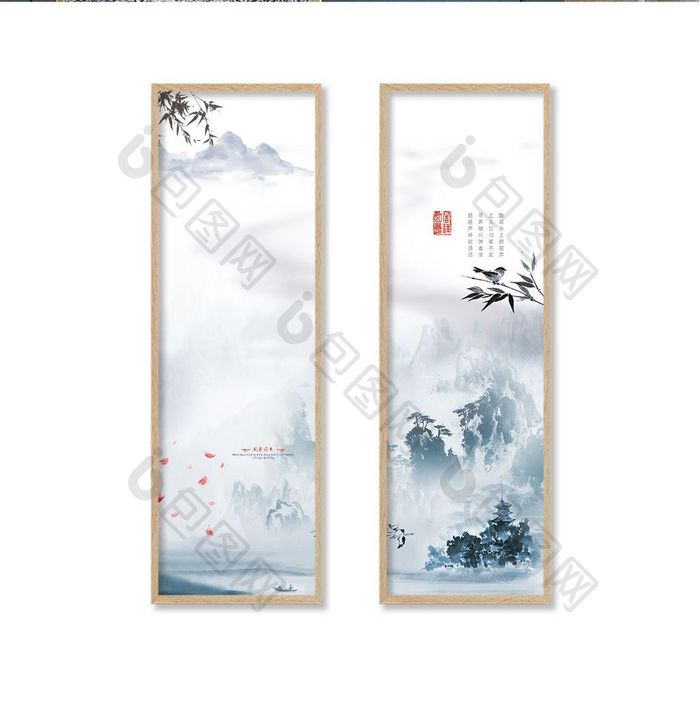 风景画 书房客厅中国风装饰画展板