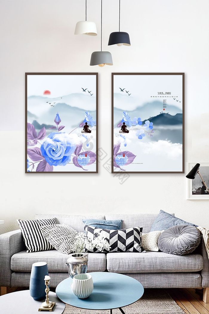中国风水墨山水装饰画-中国风水墨山水装饰画图片素材-包图网