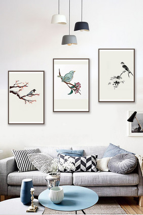 水墨小鸟装饰画中国风装饰画国画鸟类装饰画