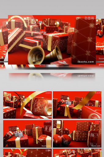 圣诞红色蜡烛礼物节日喜庆视频素材图片