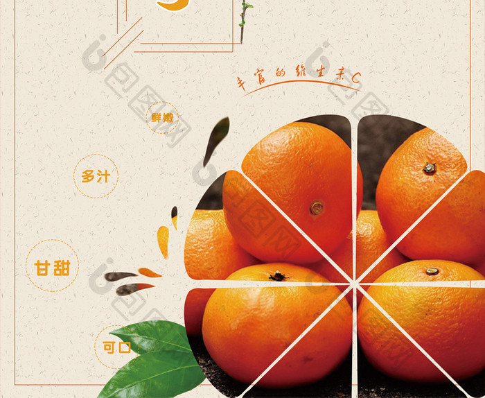简洁 新鲜橘子海报