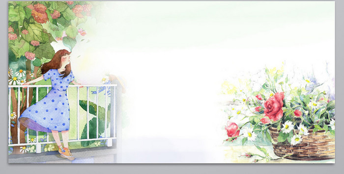 花环画手绘梦幻花朵婚礼展板背景图