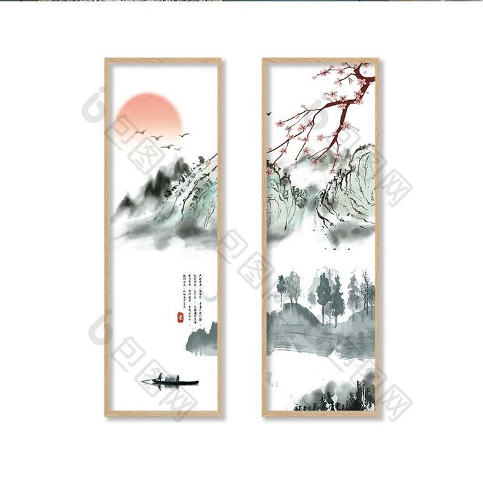 中国风  风景画 大气装饰画展板设计