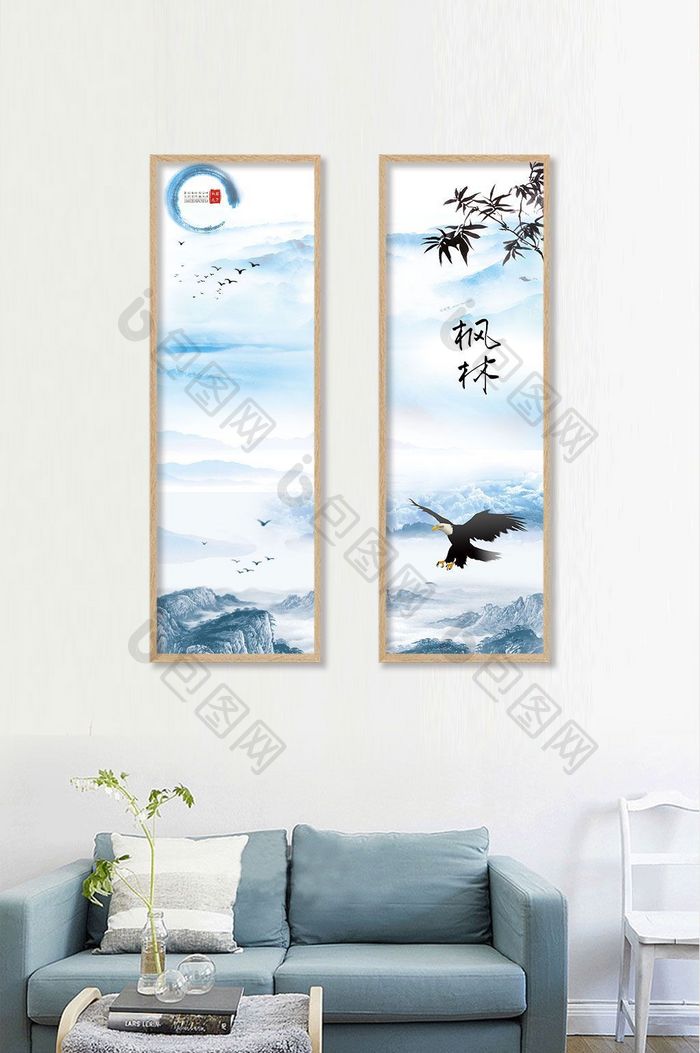 新中式中国风无框画书房客厅装饰画展板