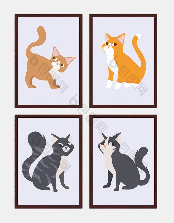 卡通小猫装饰画可爱猫咪装饰画宠物装饰画图片素材