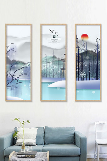 唯美江南水乡意境山水装饰画设计图片