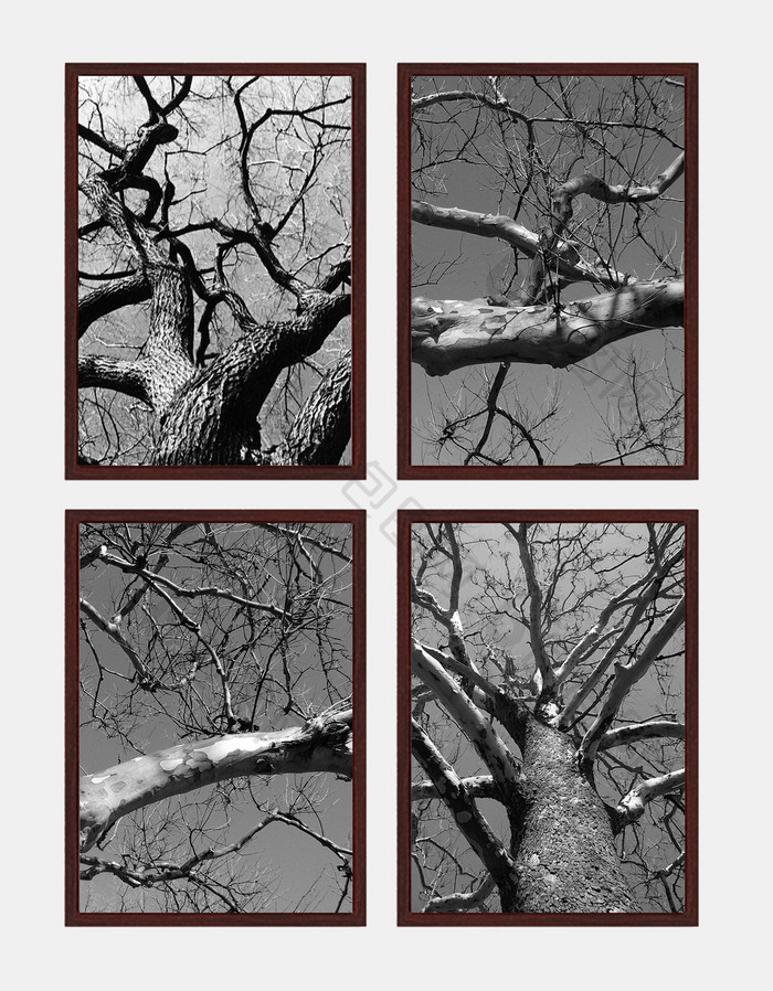 黑白抽象树枝装饰画