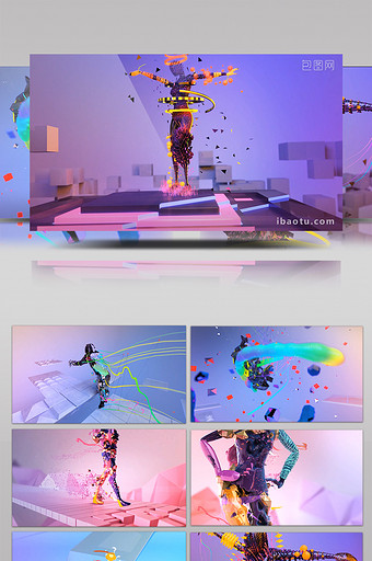 动感十足舞蹈机械人形迈步奔跑跳越变幻视频图片