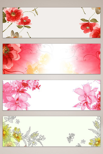 清新素雅水绘花卉海报背景素材图片