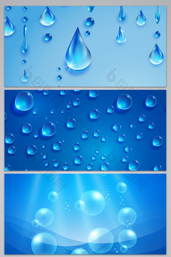 蓝色海洋气泡海报设计背景图片