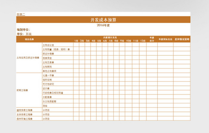 房地产财务预算管理系统excel表模板