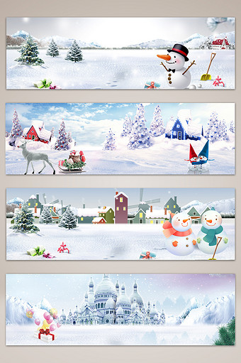 冬季雪景电商banner背景图片