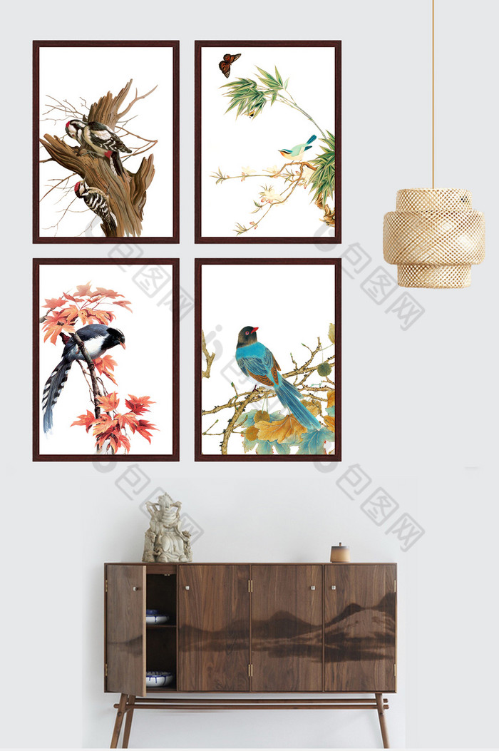 简约中式花鸟装饰画图片图片