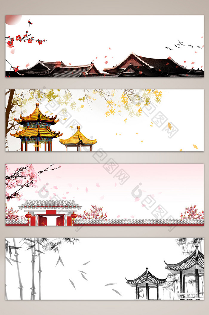 中式古建筑海报banner背景图