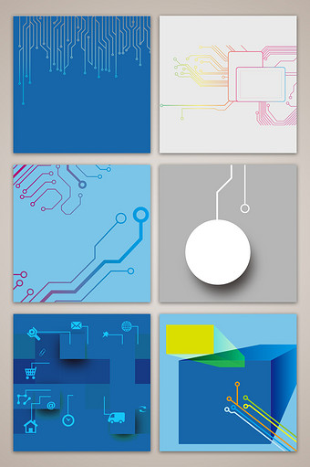 多彩线条科技电路板简约背景图图片