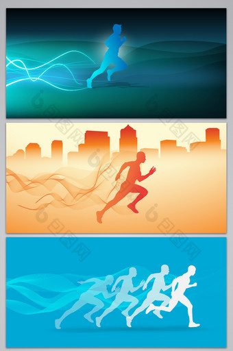 炫光跑步运动人物海报设计背景图片