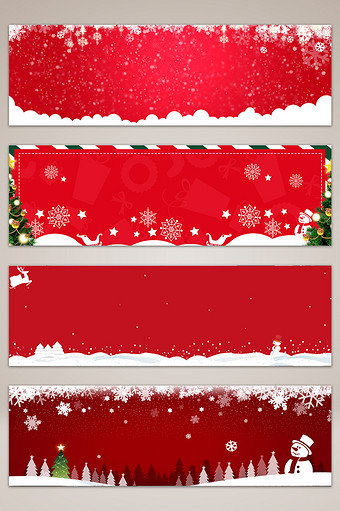 红色圣诞节促销banner海报背景图片