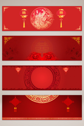 中国红婚礼banner背景图片