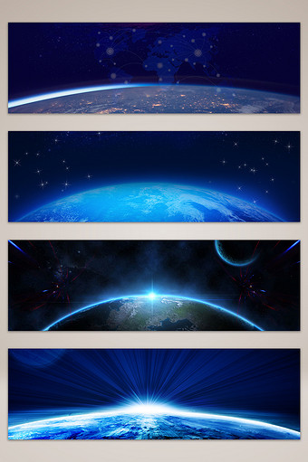 蓝色地球科技banner海报背景图片