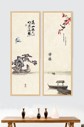 新中式写意风格现代中国风客厅书房装饰画图片
