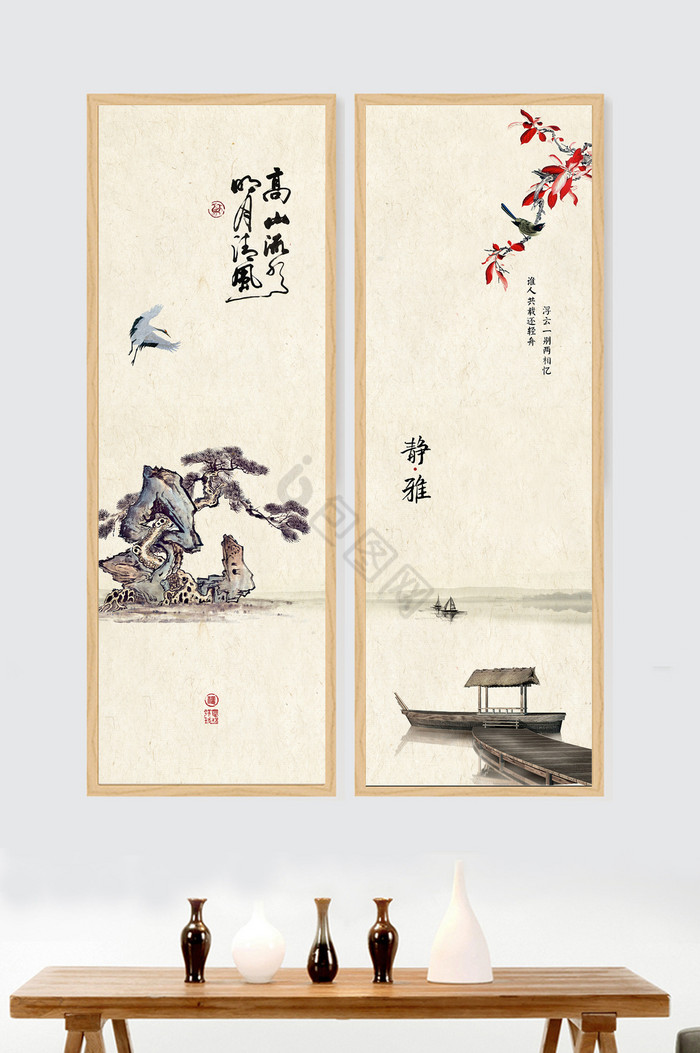 新中式写意风格现代客厅书房装饰画图片