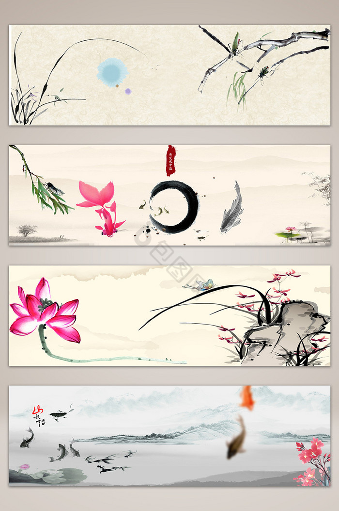复古中国风水墨画图图片