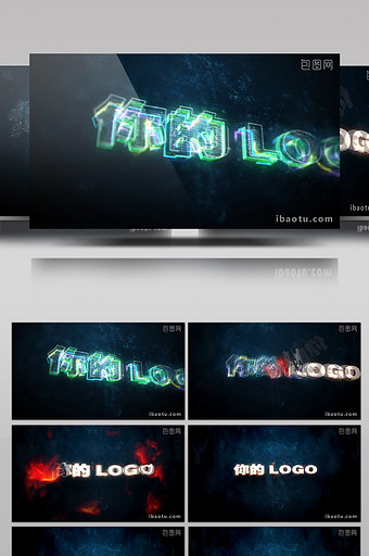 AE霓虹光效动画标志LOGO片头模板图片