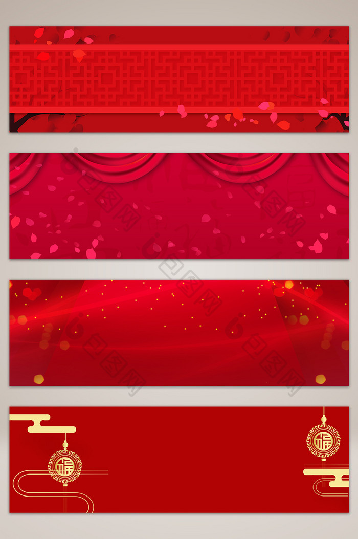 喜庆中式大红色海报banner背景图