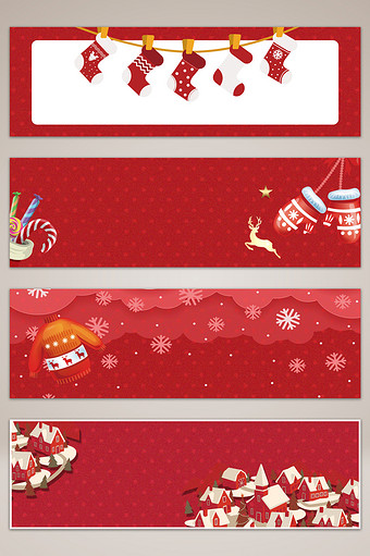 红色扁平风格圣诞节banner海报背景图片