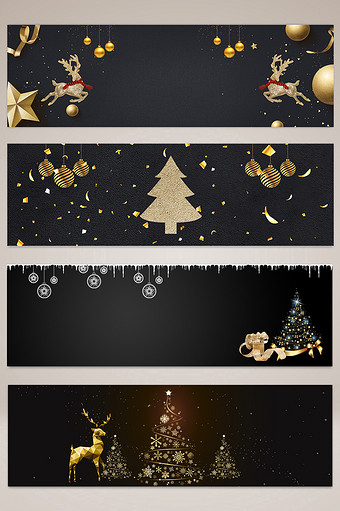 黑色简约圣诞节banner背景图图片