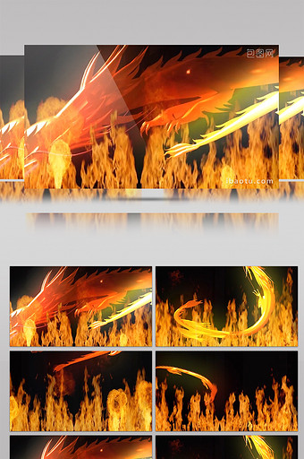 震撼火焰中国龙动画视频素材图片