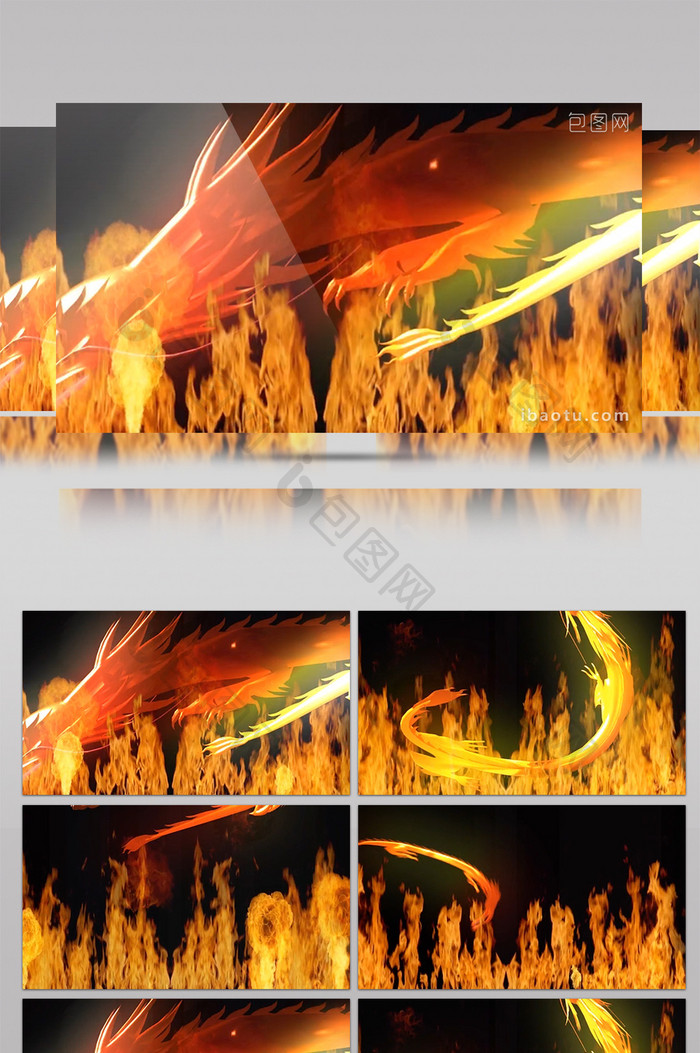 震撼火焰中国龙动画视频素材