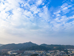 城市夕阳晚霞日落航拍摄影图