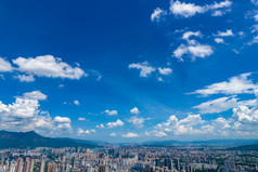 福建福州城市蓝天白云航拍摄影图