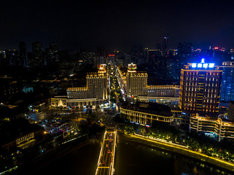 福建福州城市夜景灯光航拍摄影图