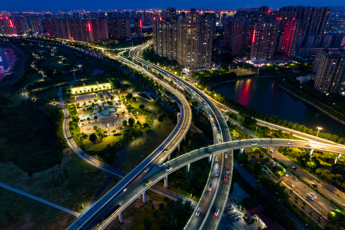 福建泉州城市夜景航拍摄影图