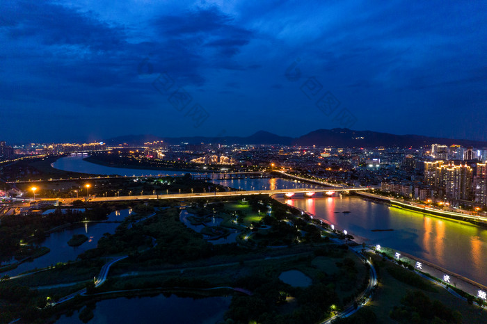 福建泉州城市夜景航拍摄影图